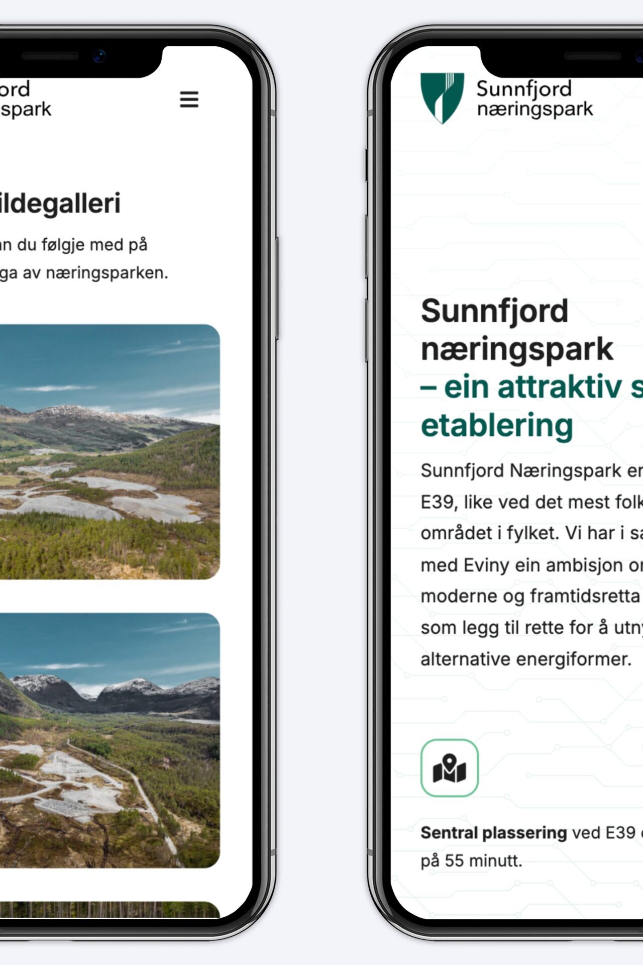 Sunnfjord Næringspark på mobil. Illustrasjonsbilde