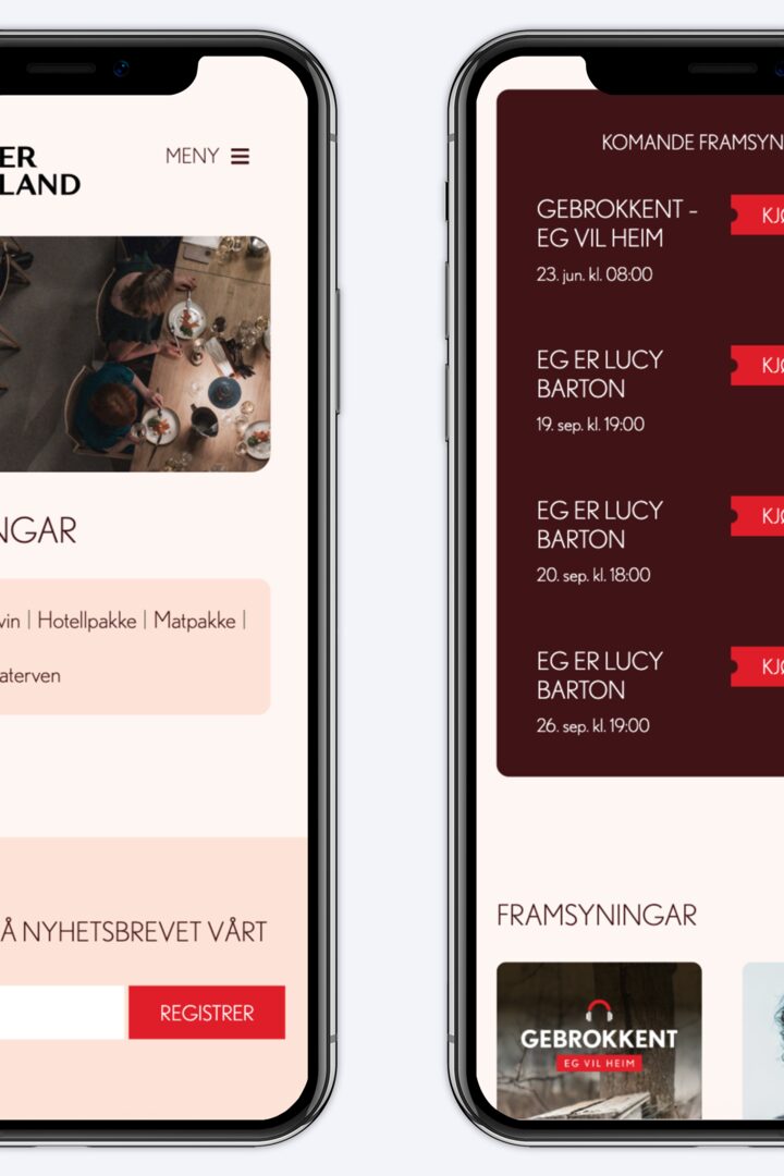 Teater Vestland på mobil, illustrasjonsbilde