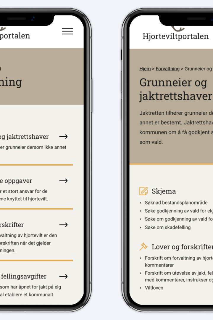 Hjorteviltportalen på mobil, illustrasjonsbilde